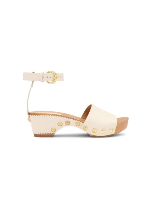 Esti Studded Leather Clog Sandals white