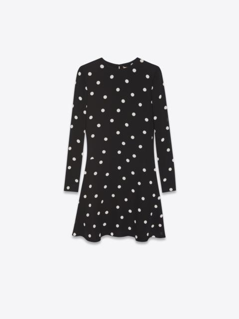 dotted flared dress in crepe viscose