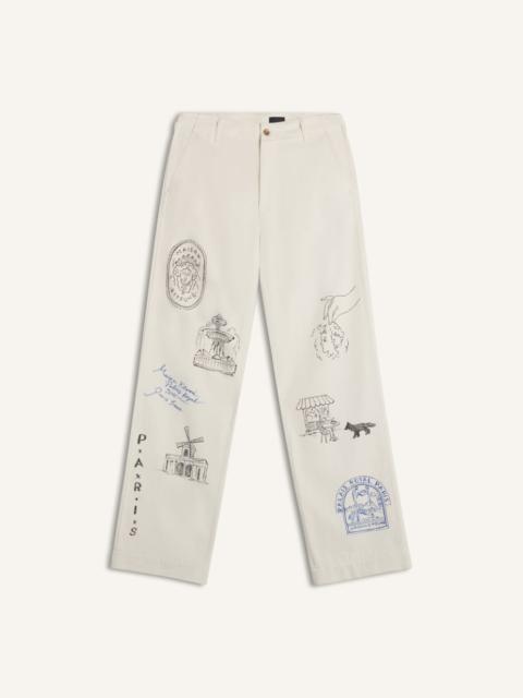 Maison Kitsuné MAISON KITSUNE x KURO HANDWRITTEN POSTCARD TROUSER