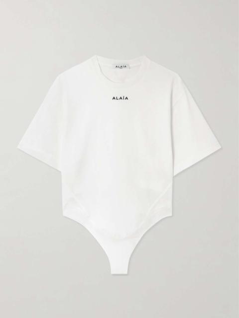 Alaïa Embroidered cotton-jersey bodysuit