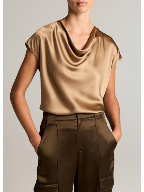 Vince Silk Cowl-Neck Blouse