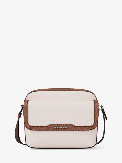 MICHAEL KORS Cooper Medium Pebbled Leather and Signature Logo Camera Crossbody Bag