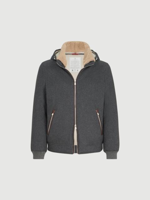 Brunello Cucinelli Bonded wool flannel down jacket with detachable hood