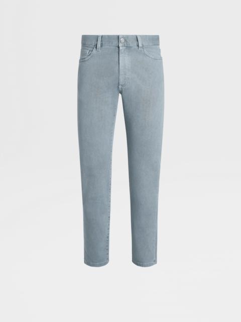 ZEGNA LIGHT BLUE STRETCH COTTON ROCCIA PANTS