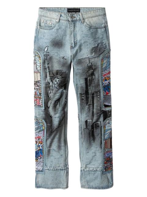 WHO DECIDES WAR patch-embellished straight jeans