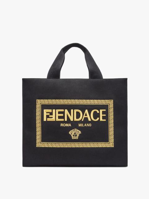 FENDI Fendace Embroidered black canvas  Logo bag