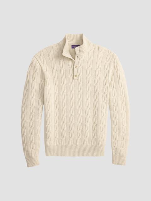 Ralph Lauren Men's Cable-Knit Cashmere Sweater - Oatmeal Melange