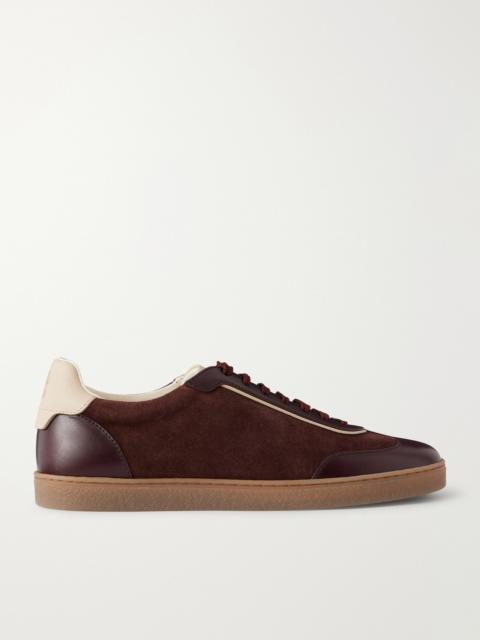 Brunello Cucinelli Coda di Rondine Leather-Trimmed Waxed-Suede Sneakers