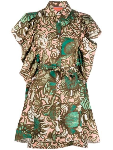 La DoubleJ graphic-print ruffle-detail dress