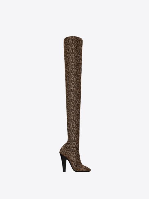 68 over-the-knee boots in python-effect stretch canvas