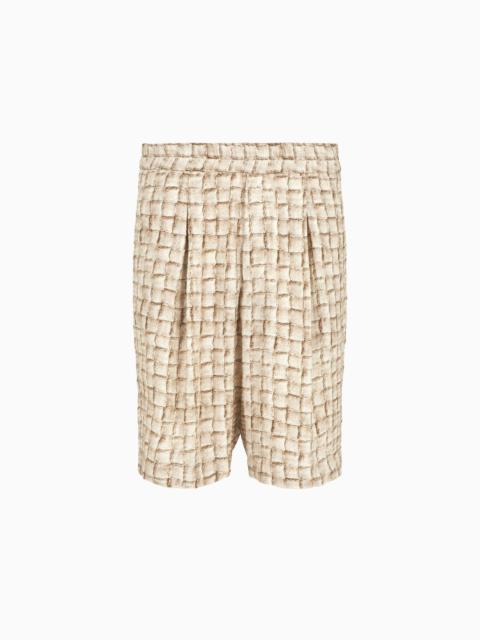 GIORGIO ARMANI Printed cupro one-pleat Bermuda shorts