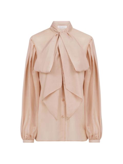 NINA RICCI pussy-bow-collar silk-cotton shirt