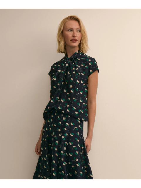 Brooks Brothers Silk Twist-Neck Leaf Blouse