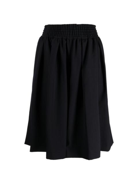 elasticated-waist wool midi skirt