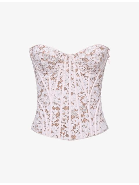 House of CB Solaine Boned Floral-Lace Corset Top
