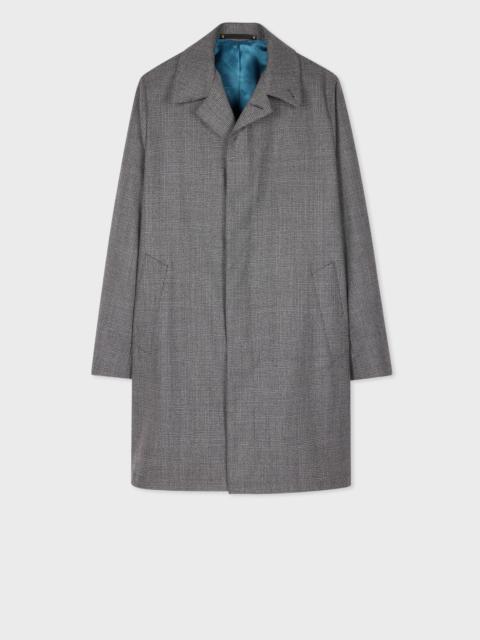 Paul Smith Grey Wool Woven Check Mac
