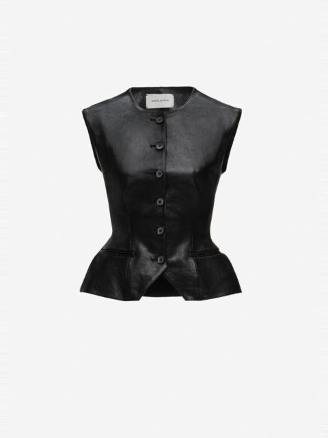 MAGDA BUTRYM Tailored flared vest in black leather