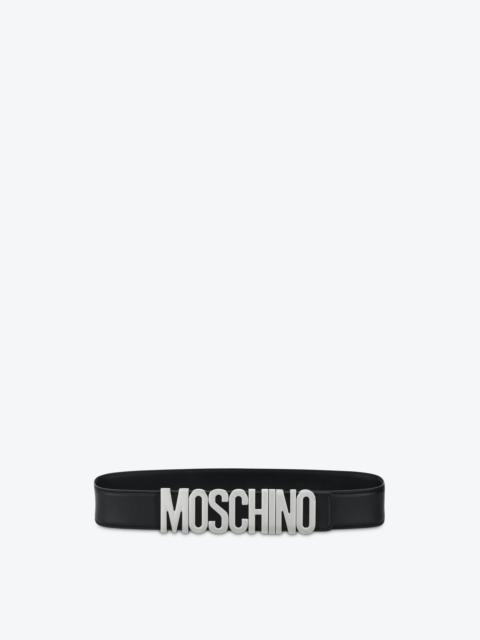 Moschino LEATHER BELT WITH LOGO BUCKLE
