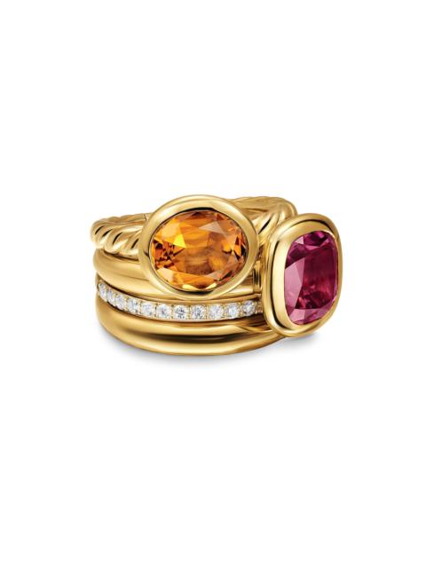 DAVID YURMAN Women's DY Mercer Two Stone Cocktail Ring in 18K Yellow Gold - Madeira Citrine