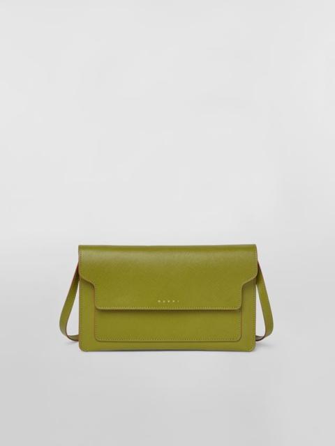 Marni GREEN TRUNK SAFFIANO CALFSKIN CLUTCH BAG