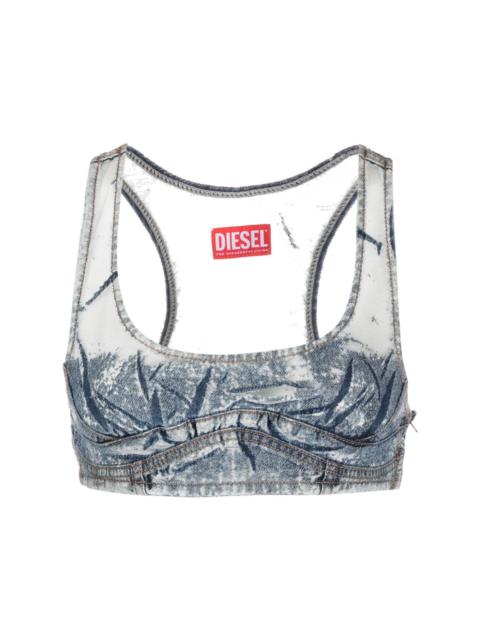 denim-patchwork mesh top