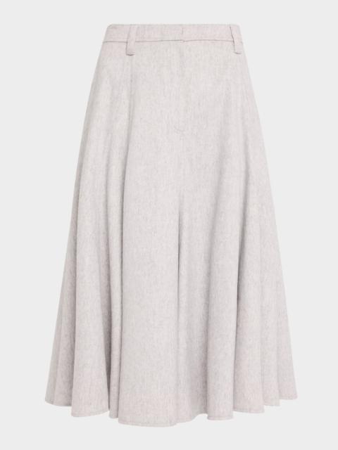 Brunello Cucinelli Beaver Flannel Full Midi Skirt