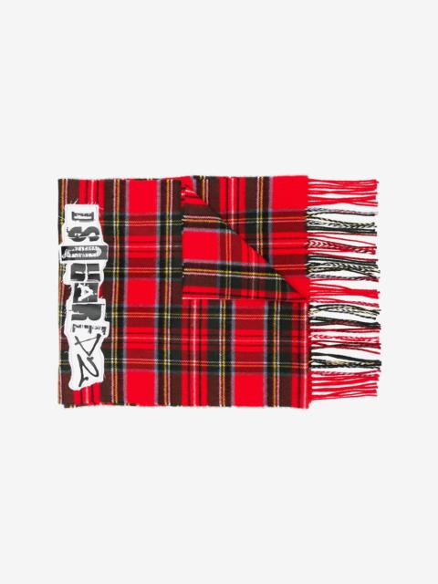 DSQUARED2 logo patch tartan scarf