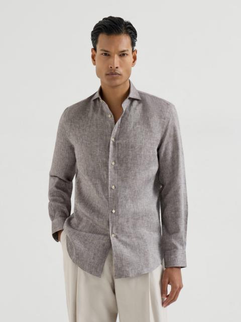 Brunello Cucinelli Linen easy fit shirt with spread collar