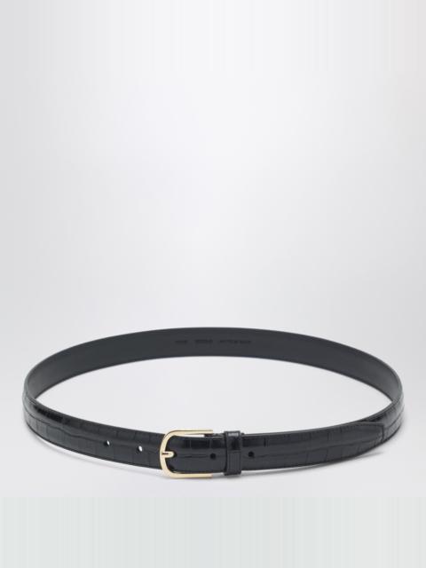 TOTEME Black leather belt with croc effect