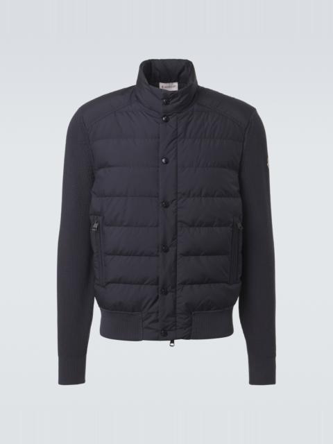 Moncler Down-paneled cotton-blend cardigan