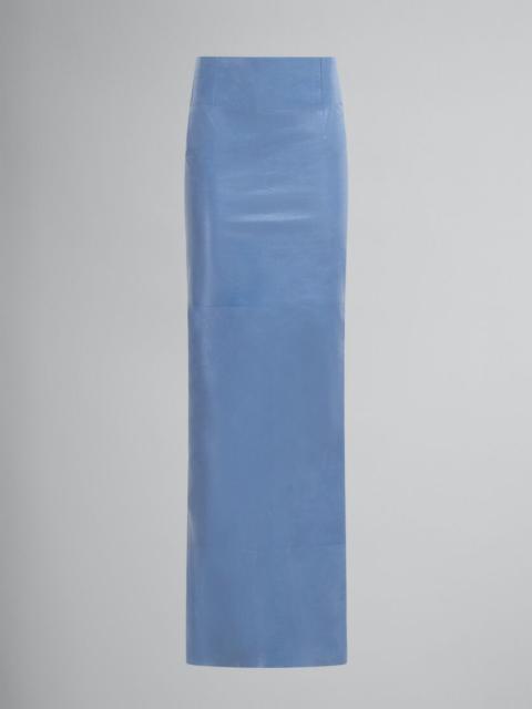 Marni BLUE SHINY LEATHER PENCIL SKIRT