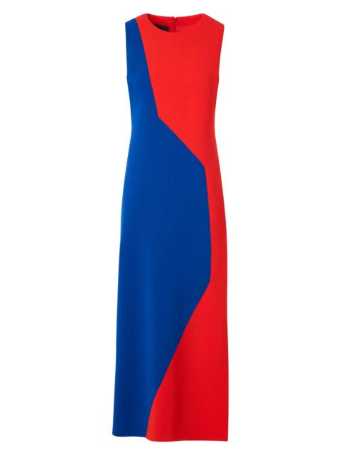 AKRIS Women's Colorblocked Wool Midi-Dress - Vermillion Lapis Blue