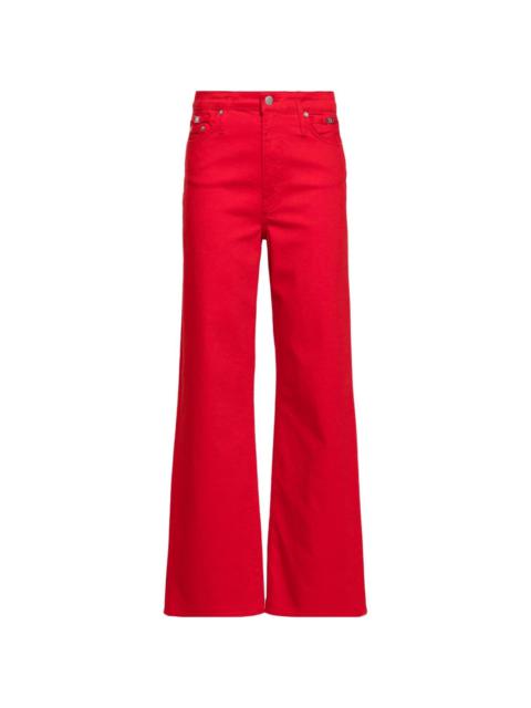 Clover-plaque high-rise wide-leg jeans