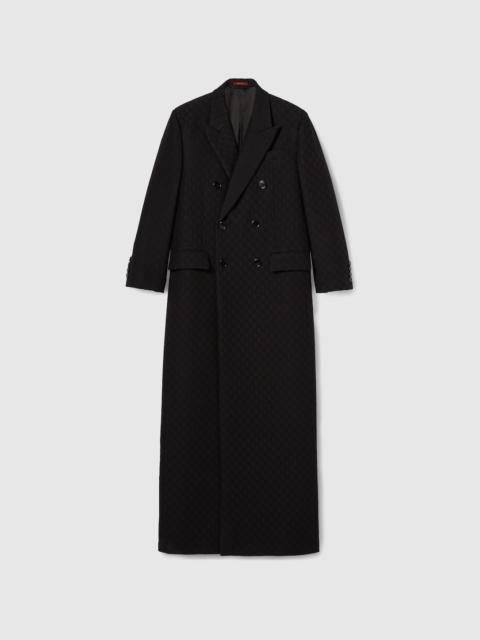 GUCCI GG silk wool crêpe double-breasted coat