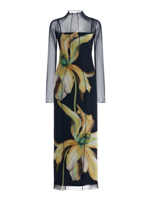 SIGNIFICANT OTHER Exclusive Jean Floral Mesh Midi Dress print