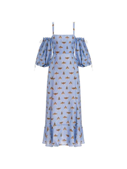 Agua by Agua Bendita Mercedes Polilla linen midi dress