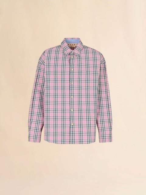 Marni PINK COMPACT COTTON SHIRT WITH CHECKED PATTERN