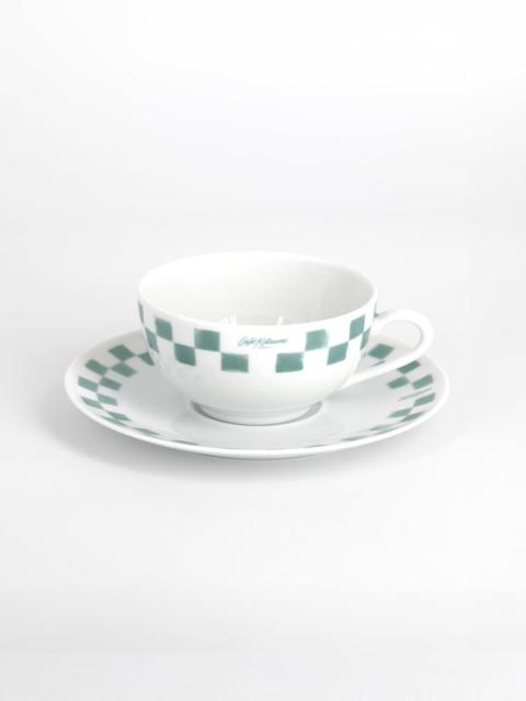 Maison Kitsuné CHECKERBOARD PORCELAIN CUP AND SAUCER