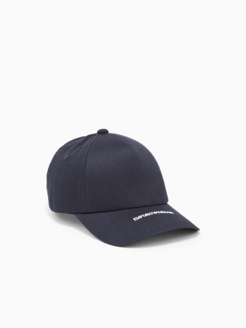 EMPORIO ARMANI CANVAS BASEBALL CAP WITH EMBROIDERED LOGO