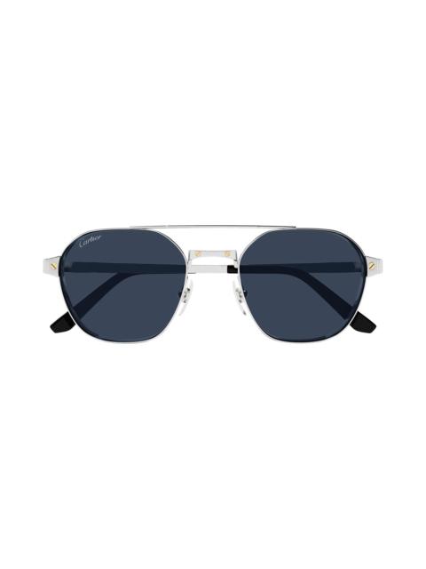 Cartier Men's Santos Classic 52MM Aviator Sunglasses - Silver Black