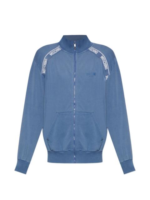 Moschino logo-tape zip-up sweater