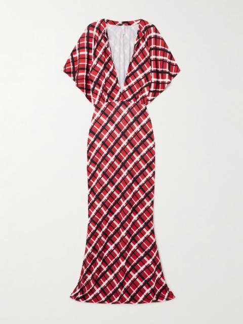 NORMA KAMALI Obie Checked Stretch-jersey Gown