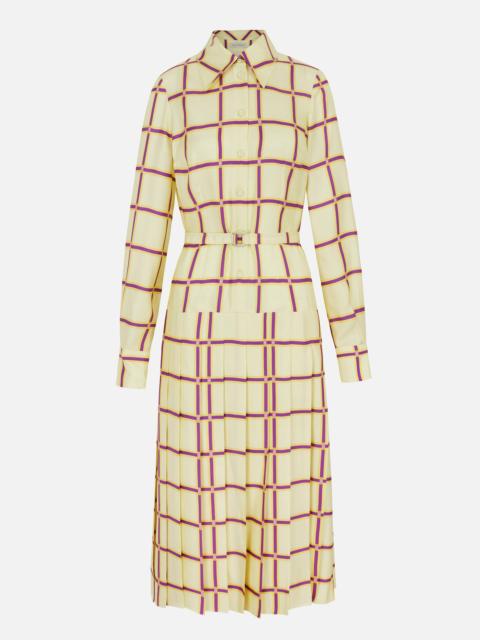 EMILIA WICKSTEAD Juul Dress in Lemon, Mustard, & Purple Check Silk Twill