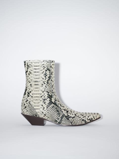 Snake print leather ankle boots - Multi beige