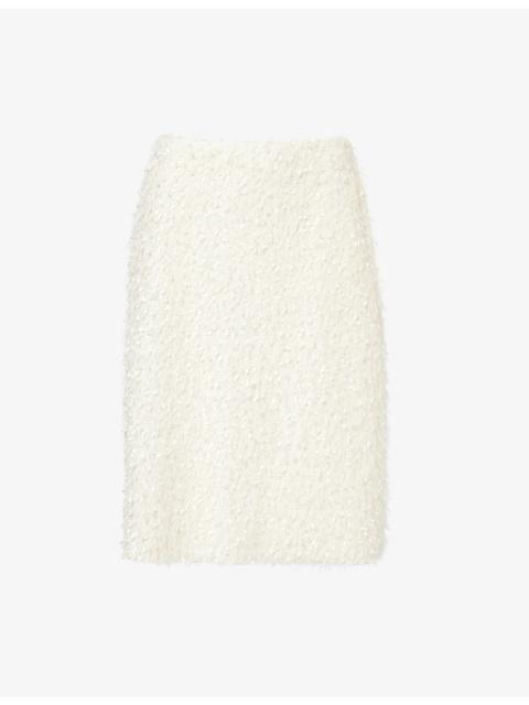 Vince Fringe Woven Midi Skirt