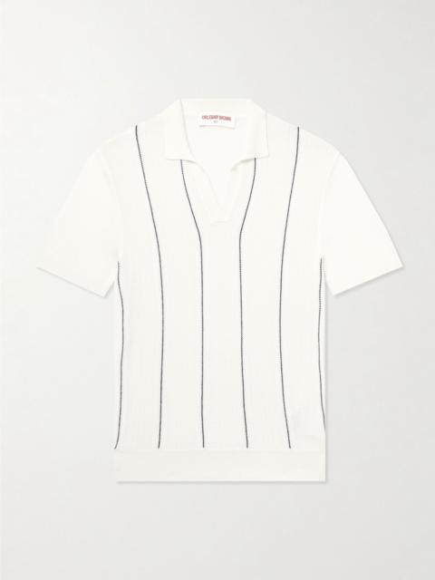 ORLEBAR BROWN Horton Slim-Fit Ribbed Mulberry Silk and Organic Cotton-Blend Polo Shirt White