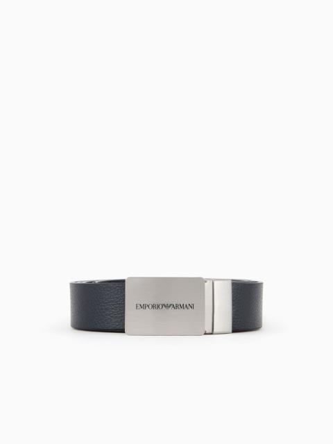 EMPORIO ARMANI Reversible leather belt with logo buckle