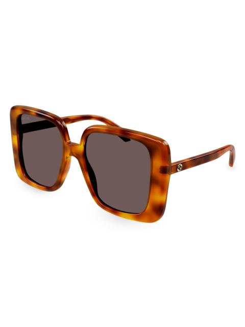GUCCI Women's 80S Monocolor 55MM Butterfly Sunglasses - Havana