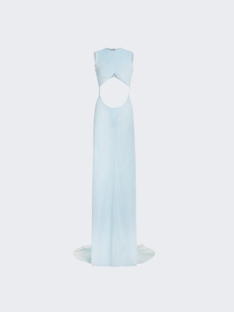 LaQuan Smith Sleeveless Gown With Criss Cross Draping Baby Blue
