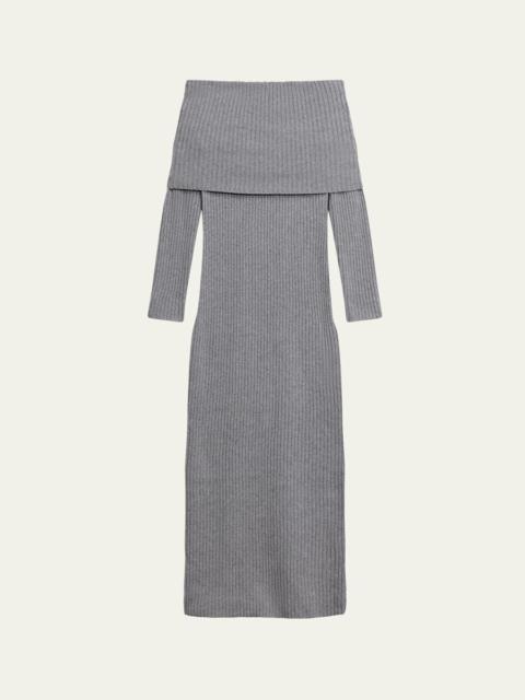 Theory Off-The-Shoulder Wool-Cashmere Sweater Dress